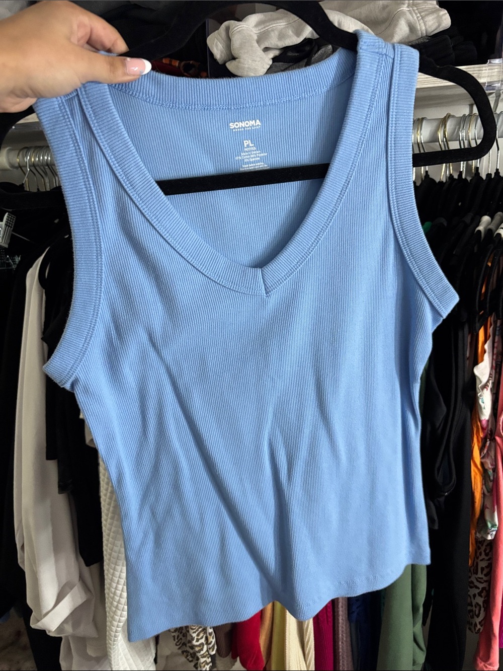 Sonoma Powder Blue V-Neck Ribbed Tank